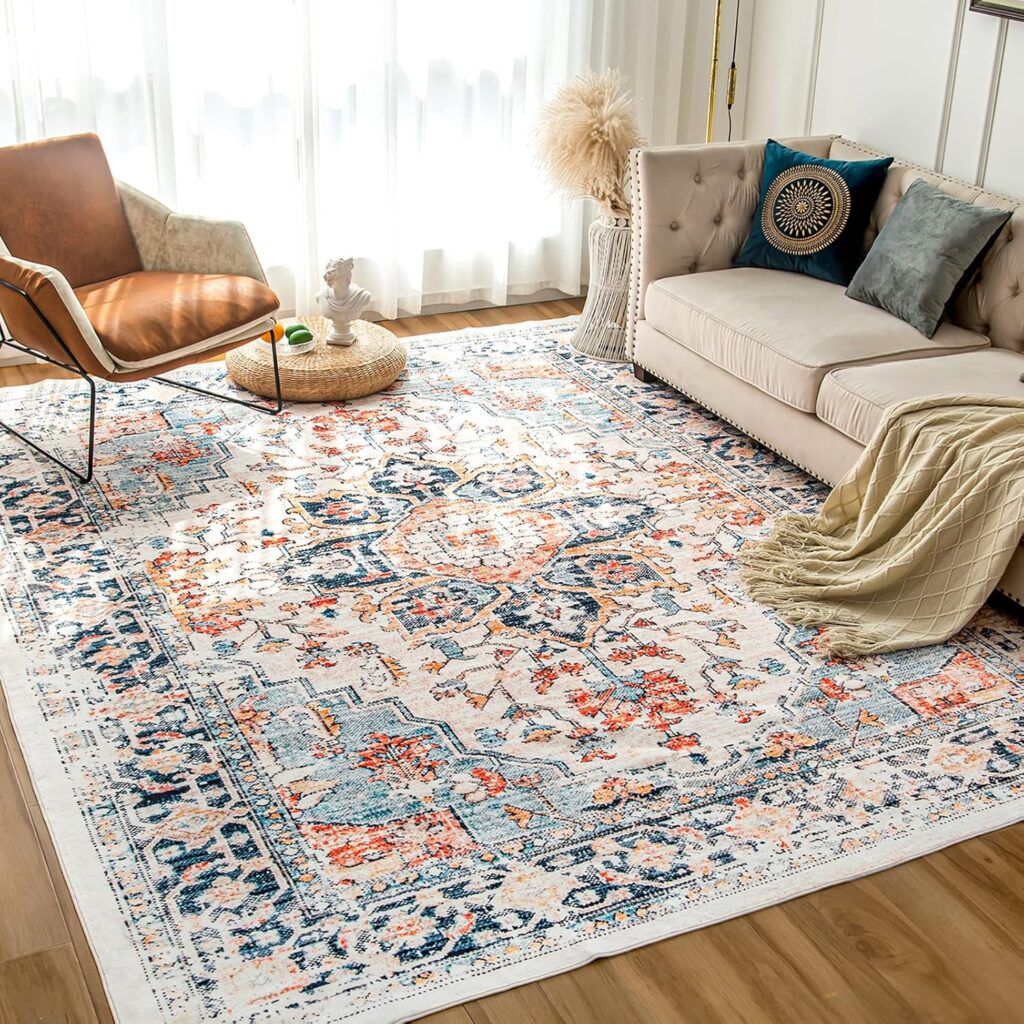 A vintage distressed style rug available on Amazon.