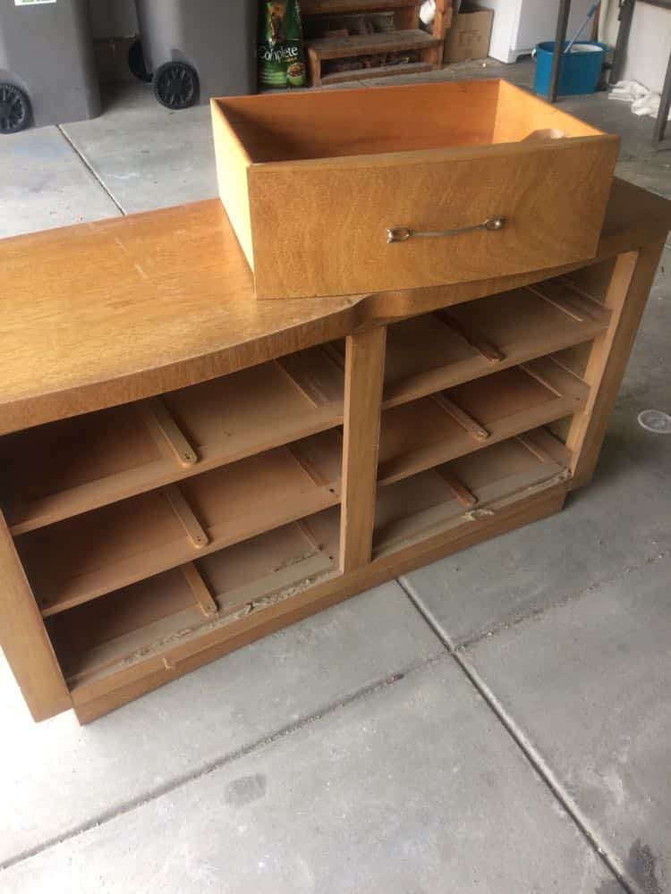 Even a large vintage wood dresser can be spray painted.