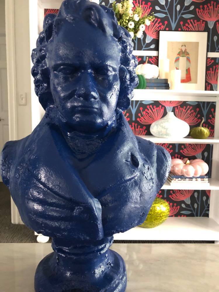 Beethoven bust has been spray painted with Colorshot "Hell Handsome."