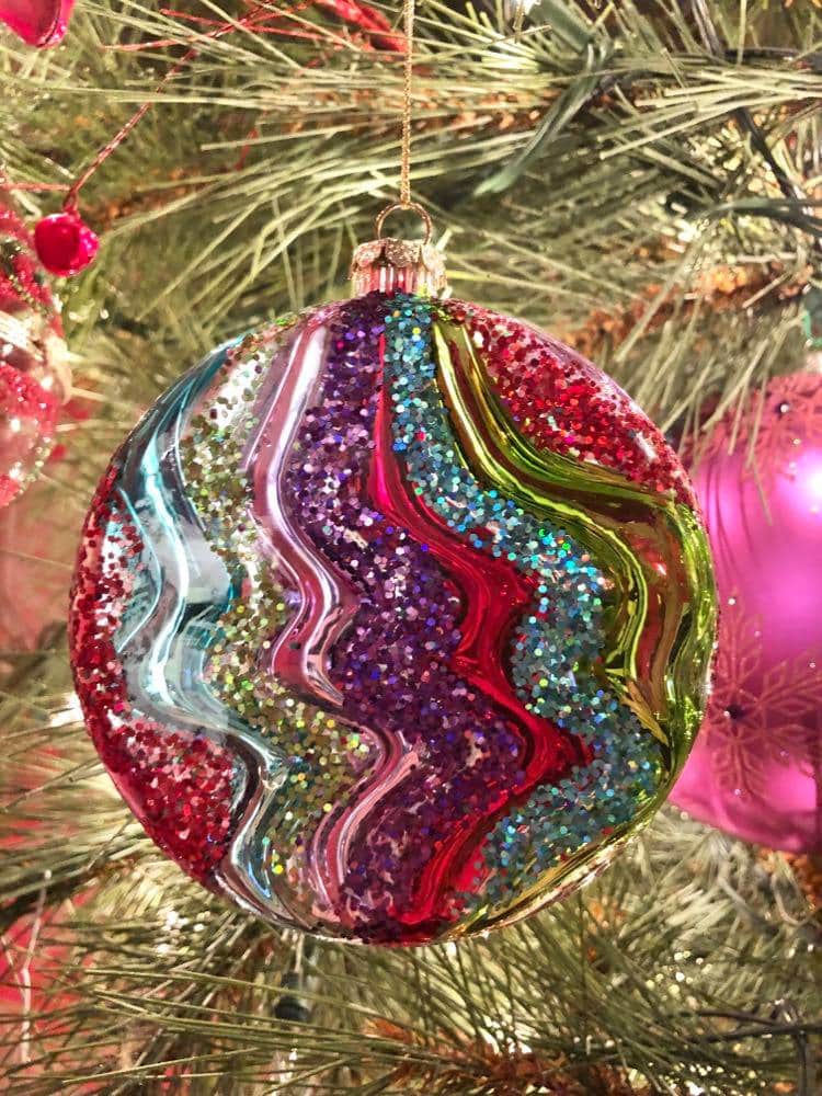 Multi colored glass ornament.