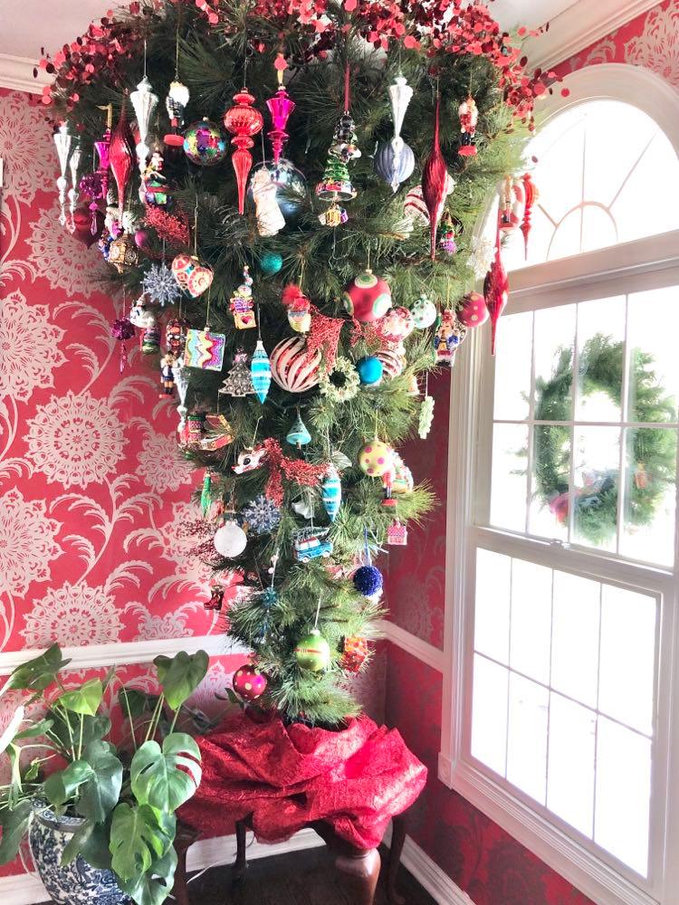 Upside Down Christmas Tree in the Dining Room.