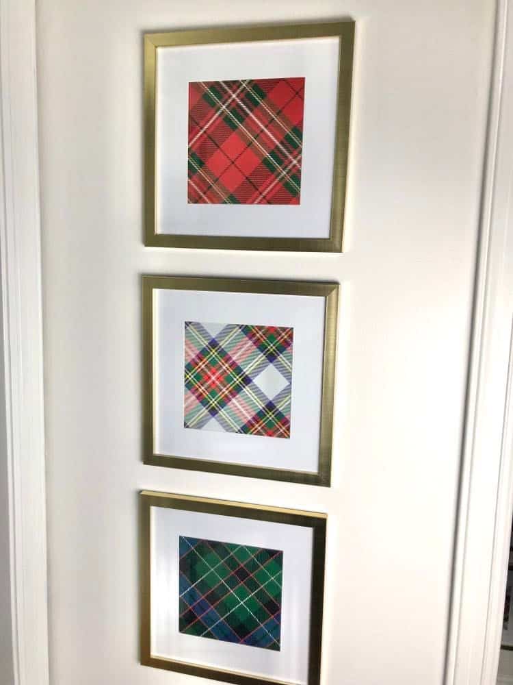 Framed plaid wrapping paper.