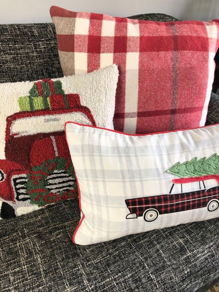 Red plaid pillows.