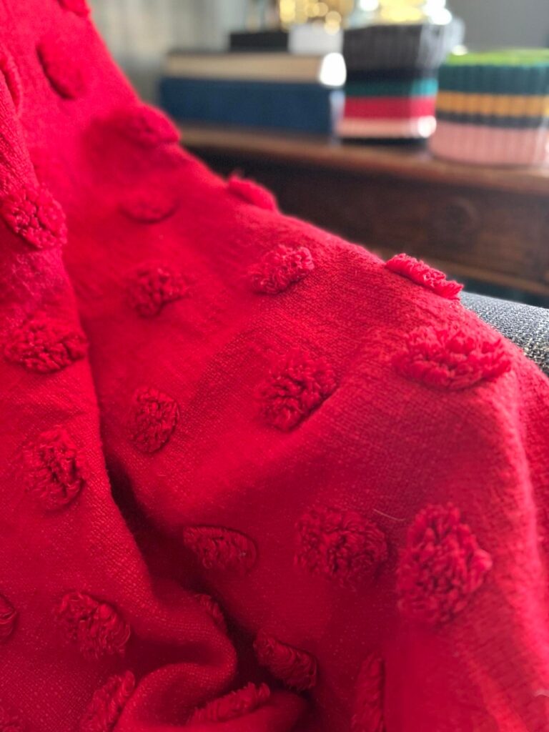 A red throw blanket