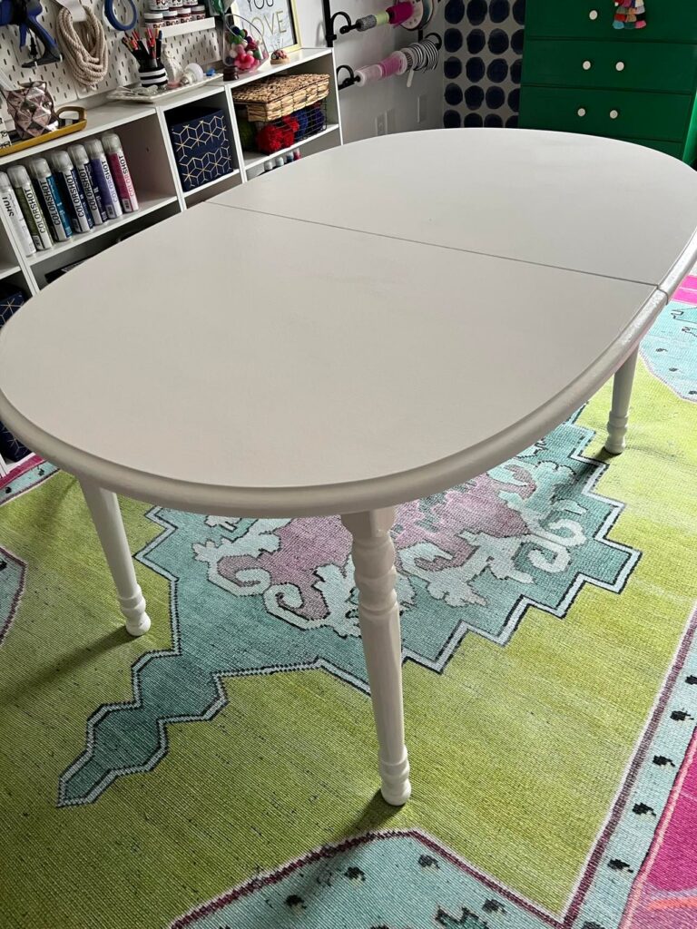 The table completely painted white.