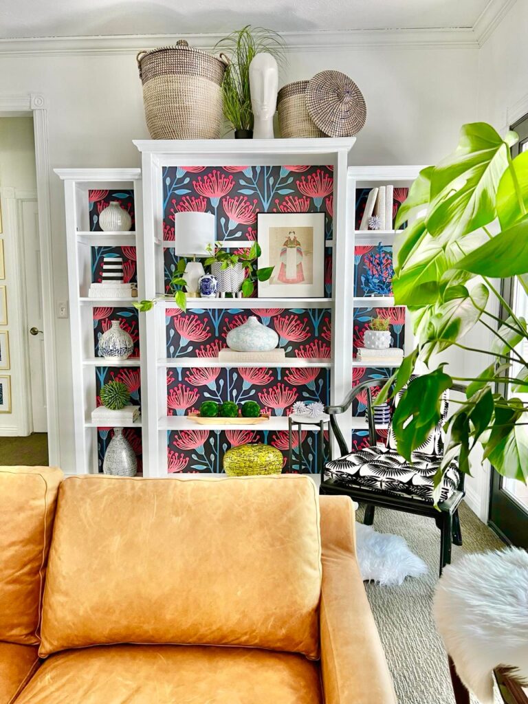 Styling bookshelves for summer includes sitting back and looking at the big picture...like this photo of the entire style bookcase.