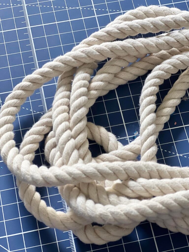 Twisted, white cotton rope.