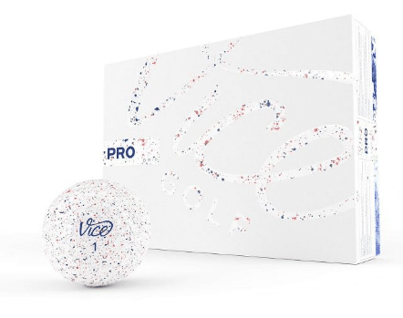 Red and Blue speckled golf ball