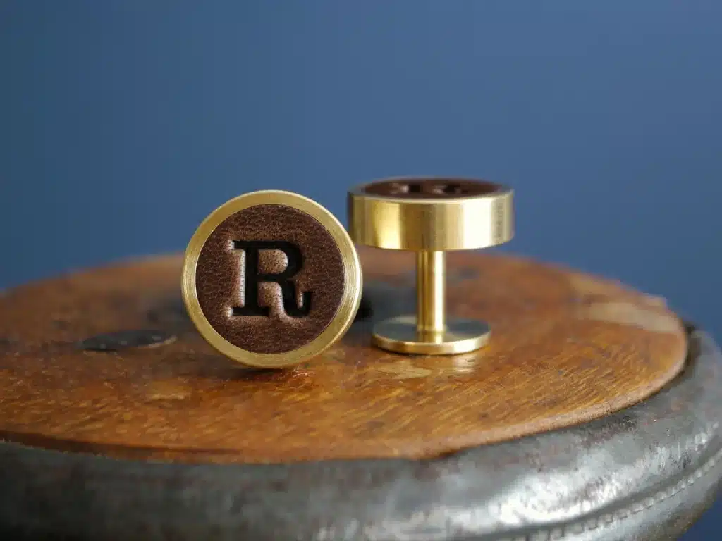Brass and leather cufflinks