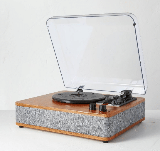 a vintage 3-speed record player is a perfect gift on the Father's Day Gift Guide
