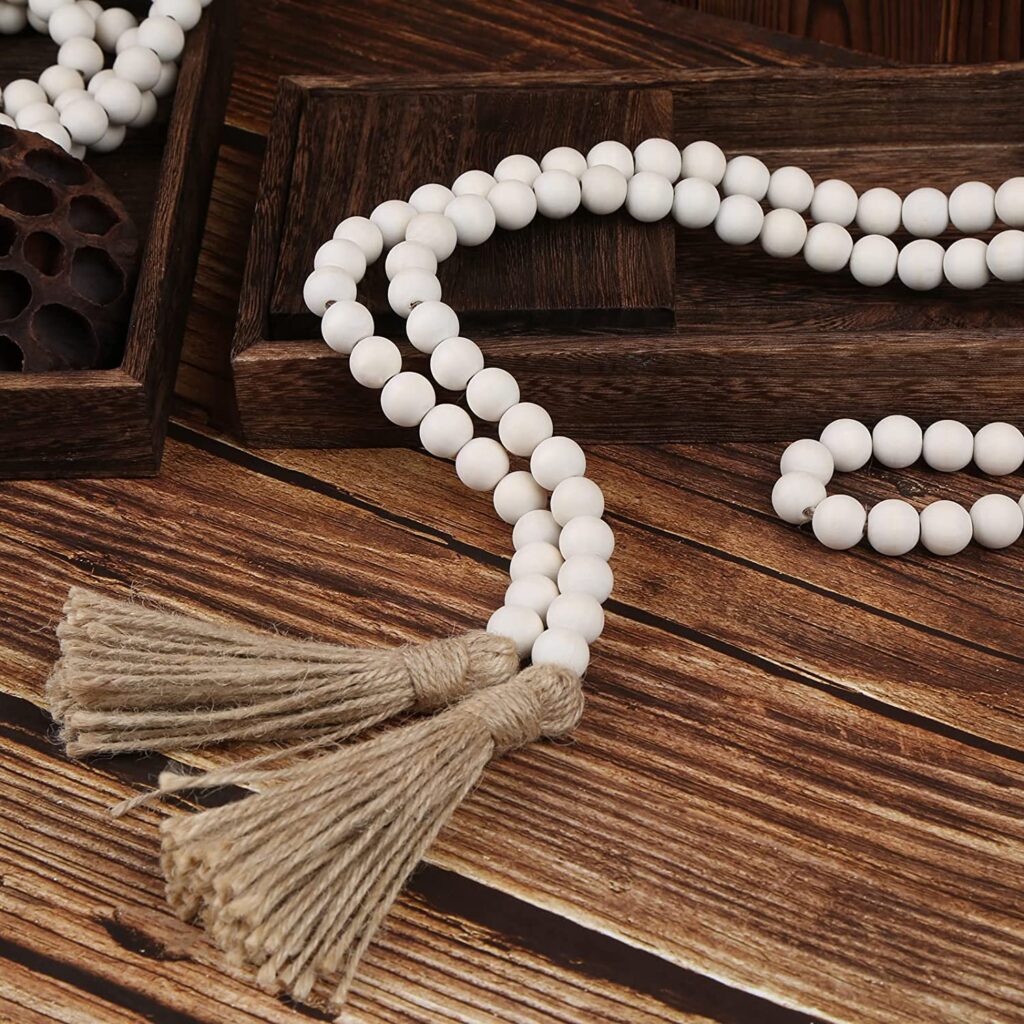 White wood bead garland.