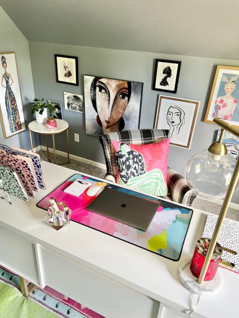 A colorful and en energized work space with loads of style.