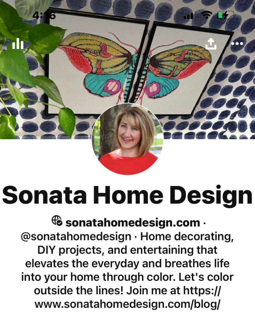 The cover photo of Sonata Home Design's Pinterest bosrd.