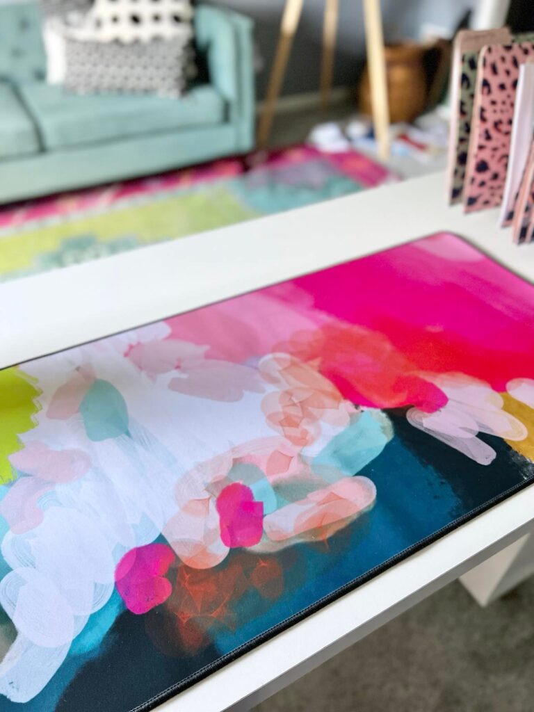 "Pink Sky" desk mat from Society6.