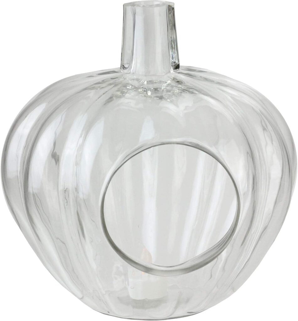 A glass pumpkin shaped candle holder from Amazon.