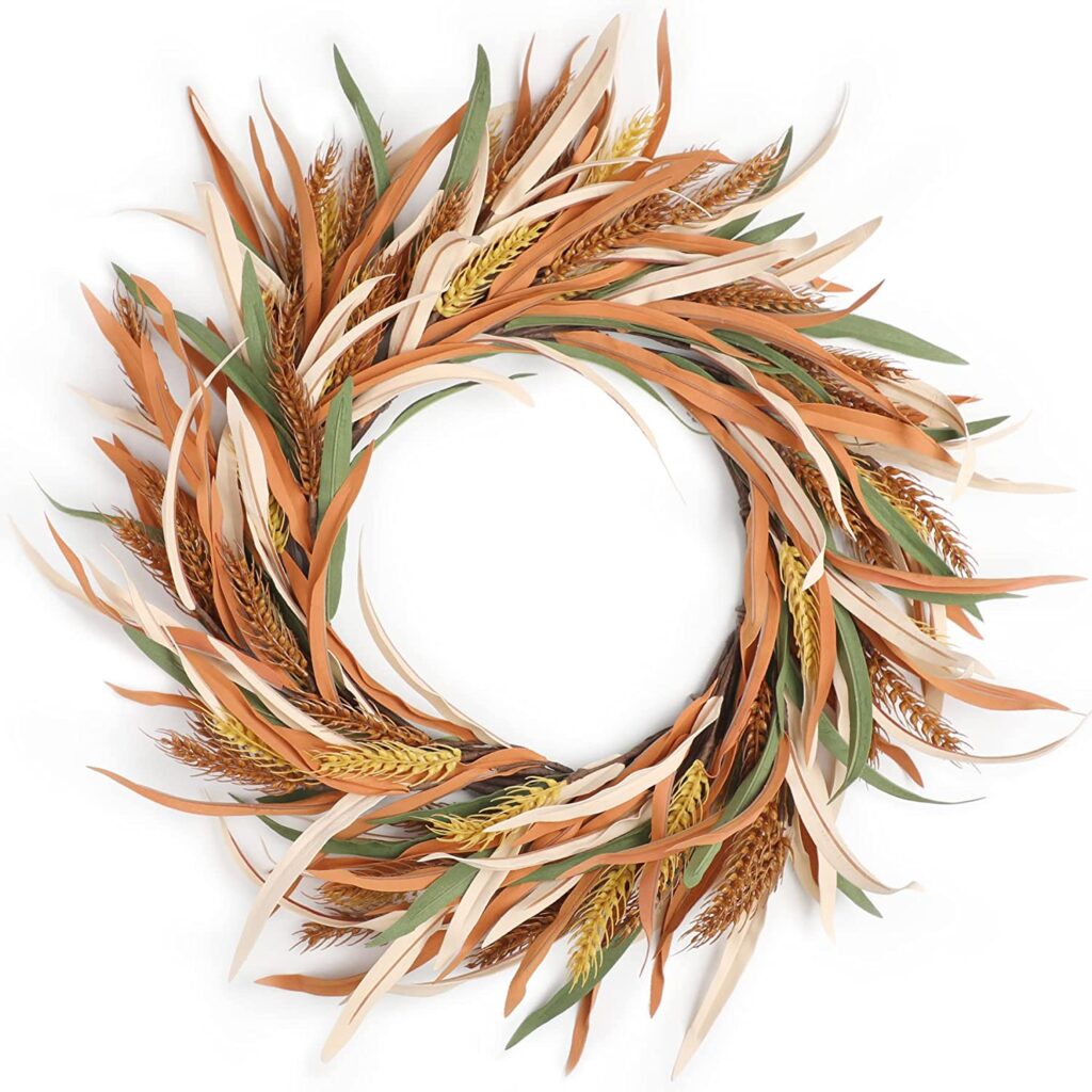 A wheat fall wreath from Amazon.