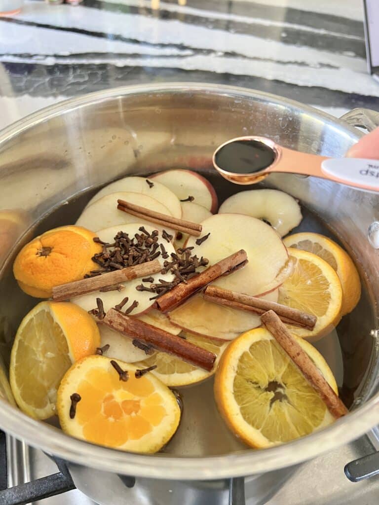 Adding vanilla to simmer pot recipes.