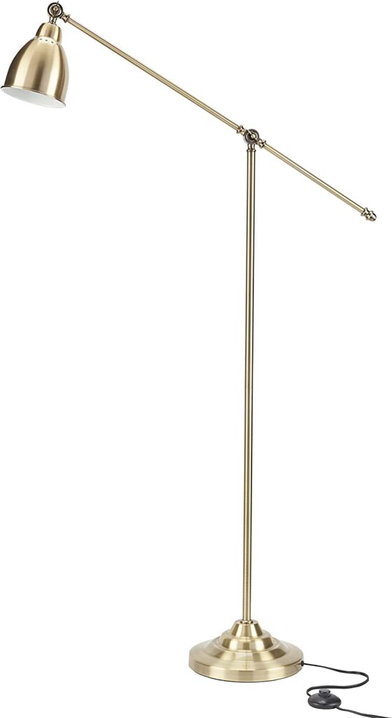 A brass floor lamp available on Amazon.