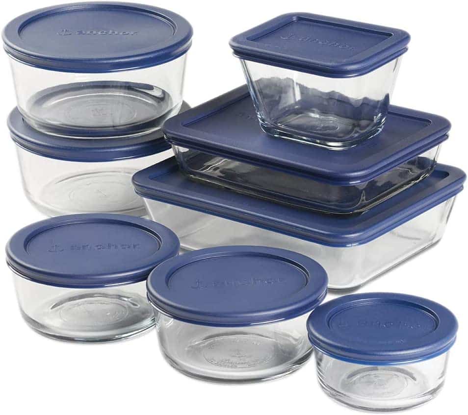 Anchor glass food storage set available through Amazon.