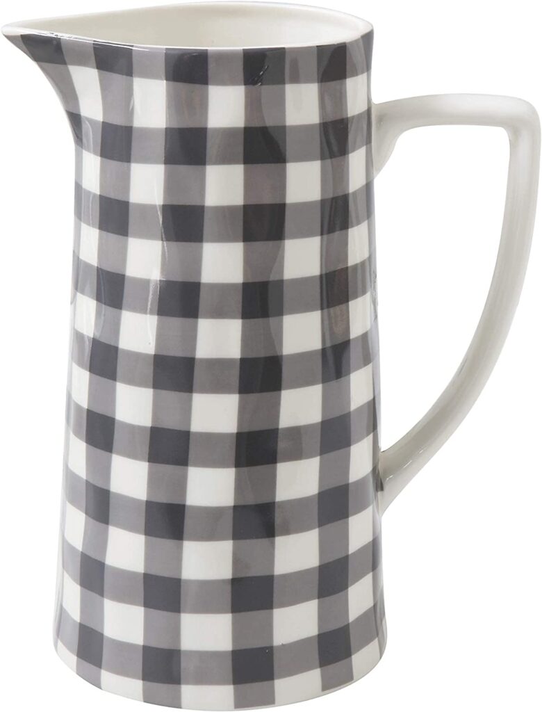 Amazon black and white gingham pitcher