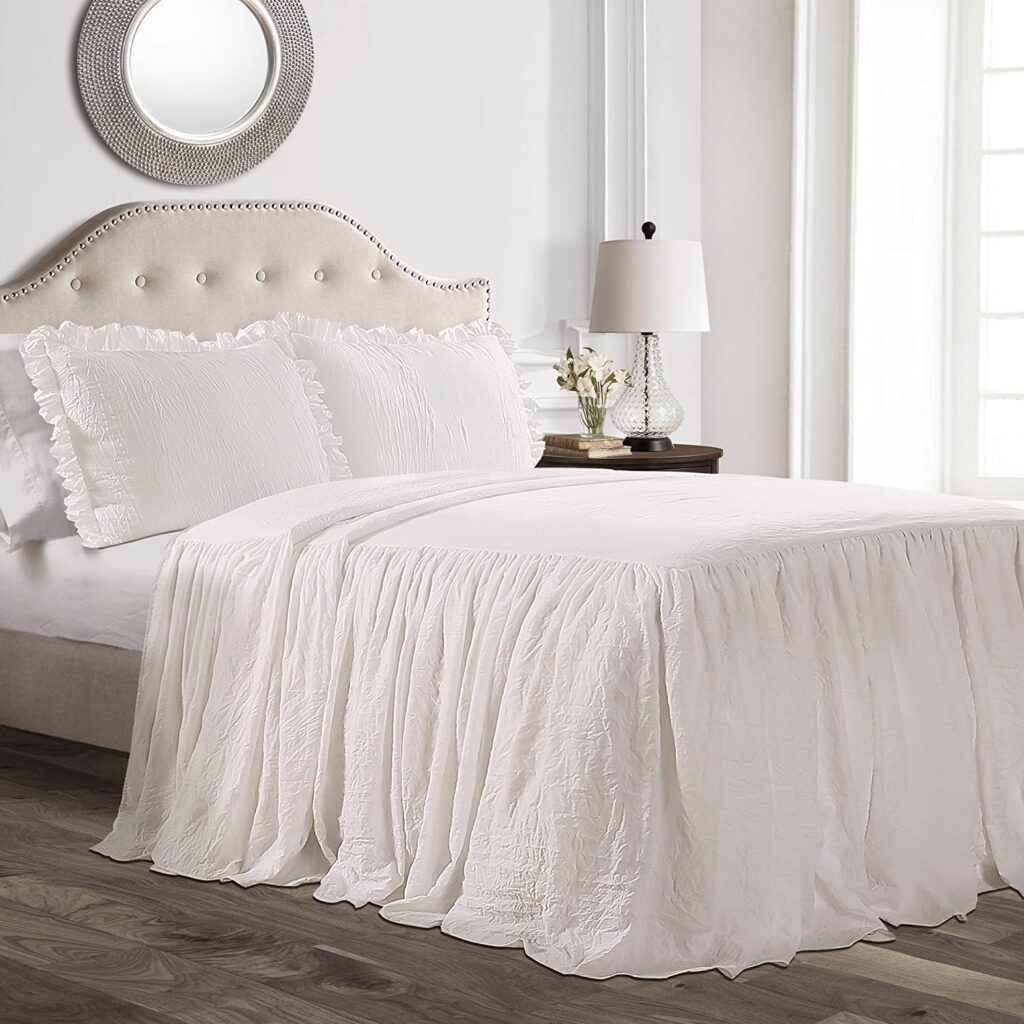 An ivory bedspread that is available on Amazon.