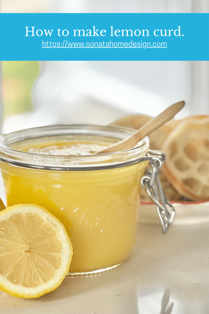 Homemade lemon curd in a glass jar.
