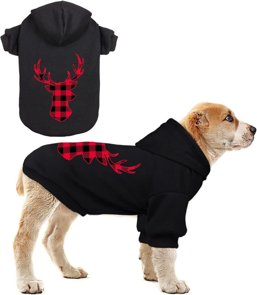 A reindeer sweater for a dog.