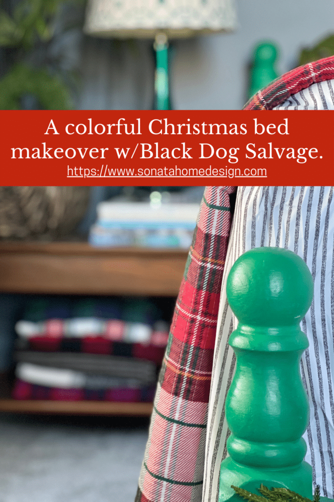 A colorful Christmas bed makeover with Black Dog Salvage Furniture Paint
