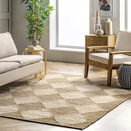 A checkerboard rug available at Rugs.com