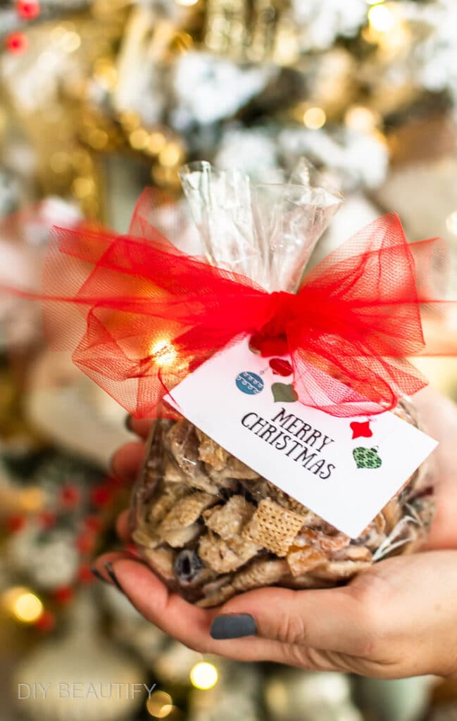 Christmas snack mix is a savory option for the holidays.