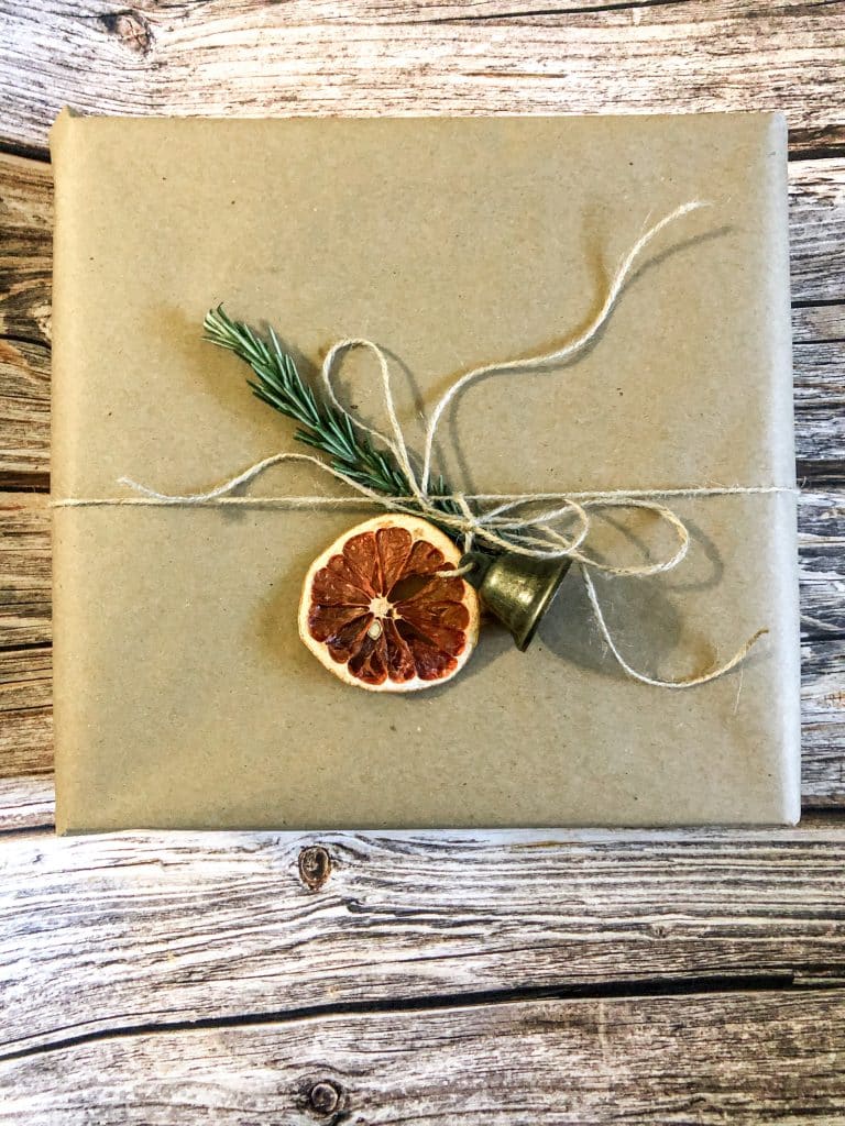 A simple brown paper gift wrap idea