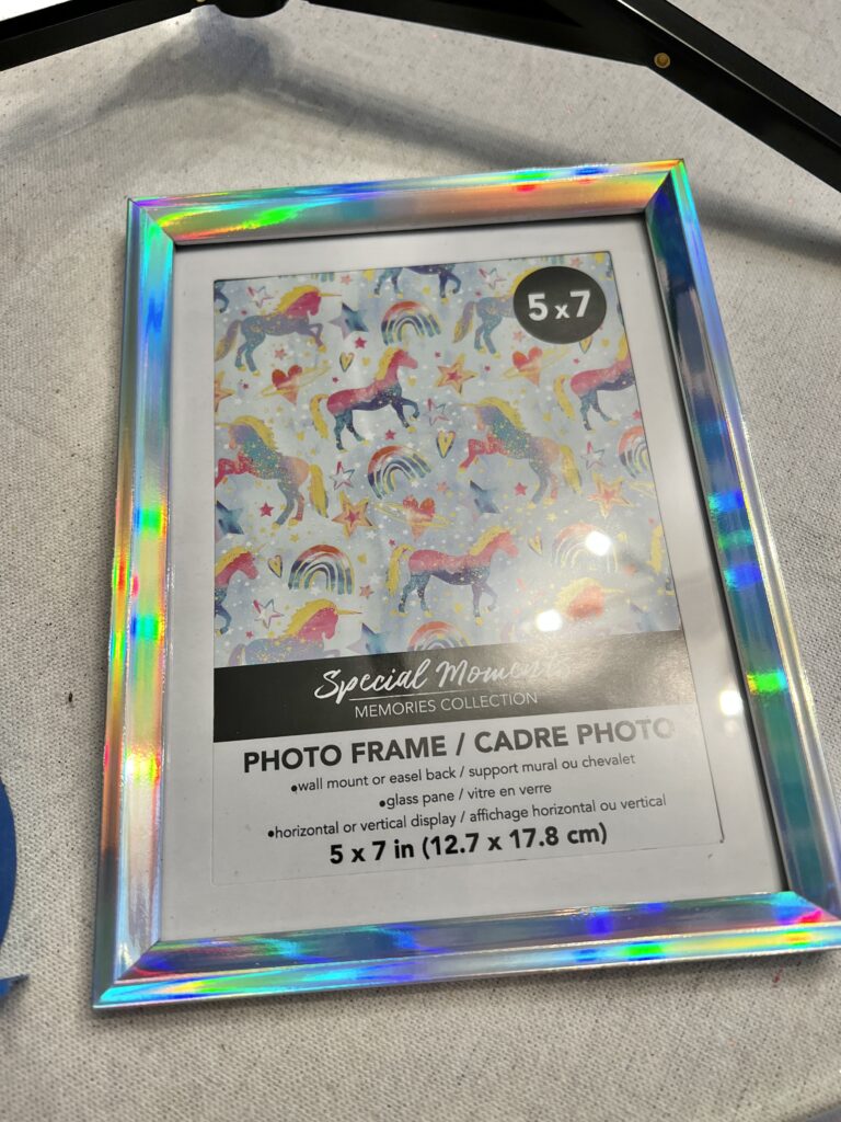 Photo frame from a dollar store.
