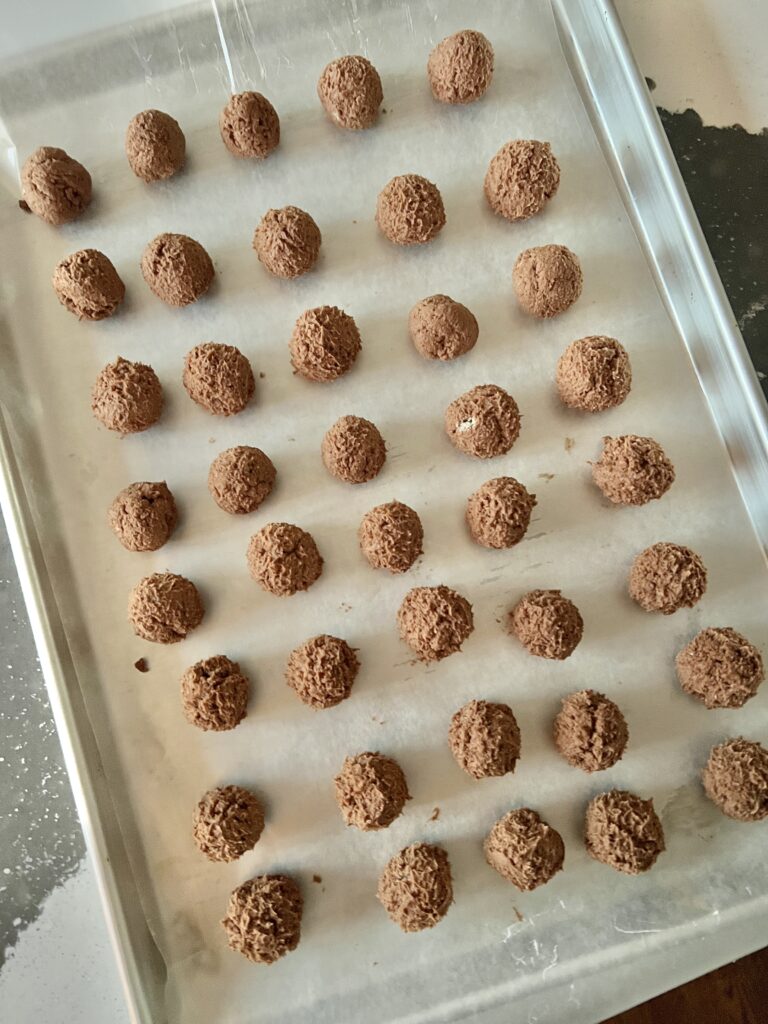 Rolled chocolate balls.