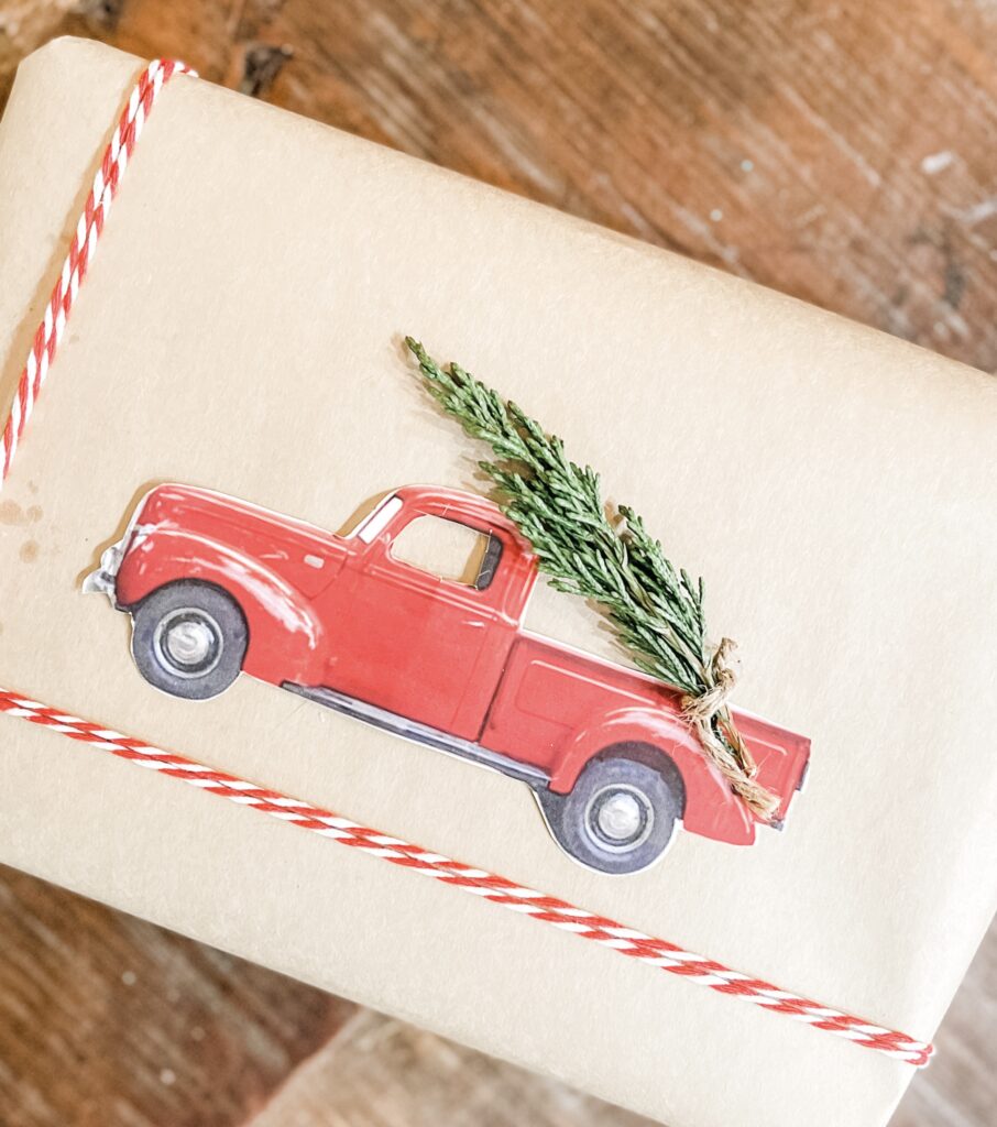 Using evergreens for natural Christmas gift-wrapping ideas.
