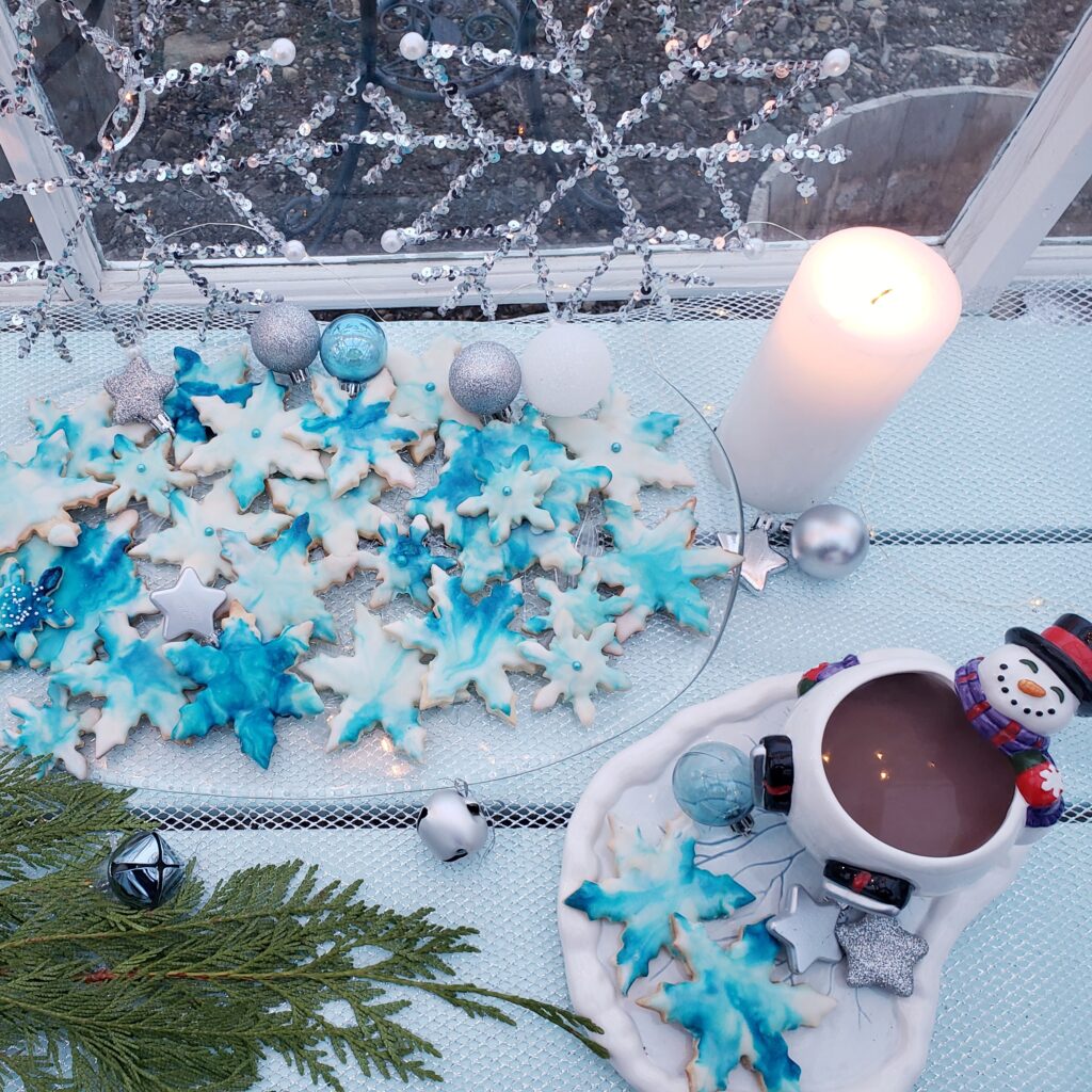 The prettiest Christmas snowflake cookies.