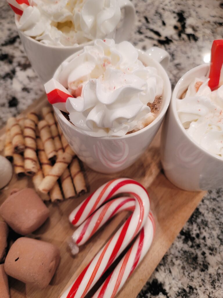 Peppermint Candy Cane Hot Chocolate is the coziest Christmas sweet treat.