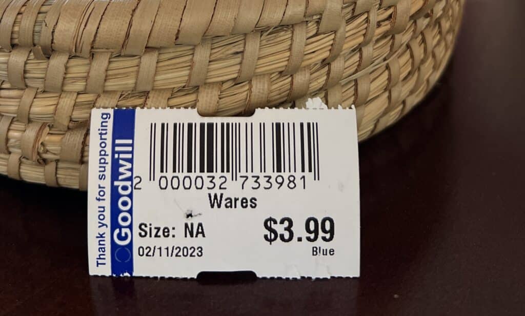 A thrift store price ticket.