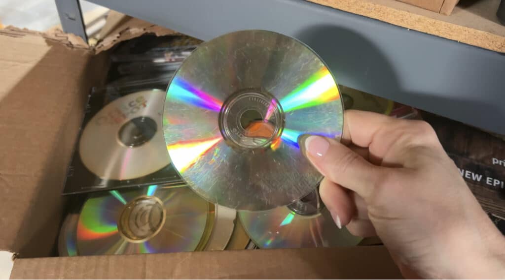 A box of old CDs.