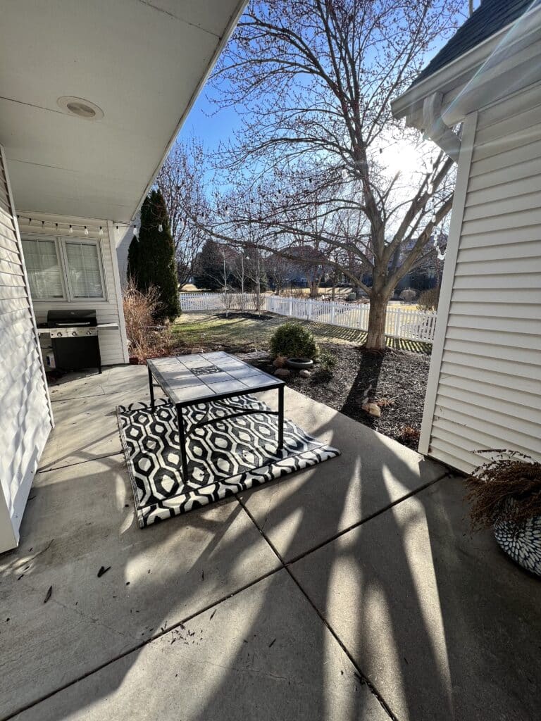 A concrete slab patio.