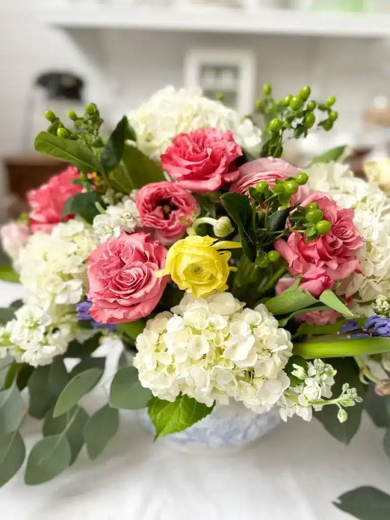 A gorgeous spring floral arrangement by Lynne of Living Large in a Small House