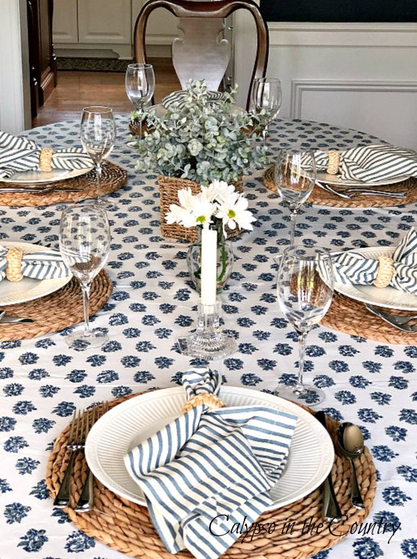 Block printed tablecloth.