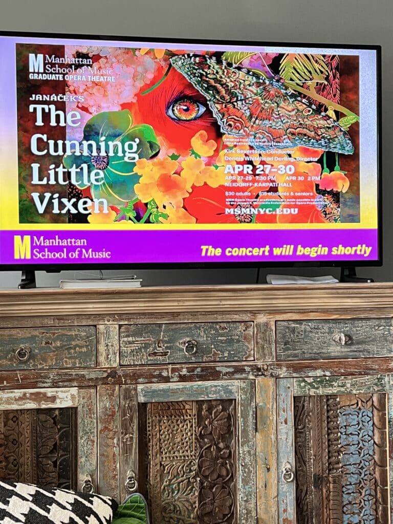 The live stream promo for the opera "The Cunning Little Vixen."