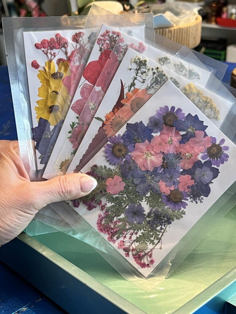 Pressed dried flowers ordered online.