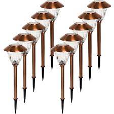A group of 10 Energizer copper solar lights.