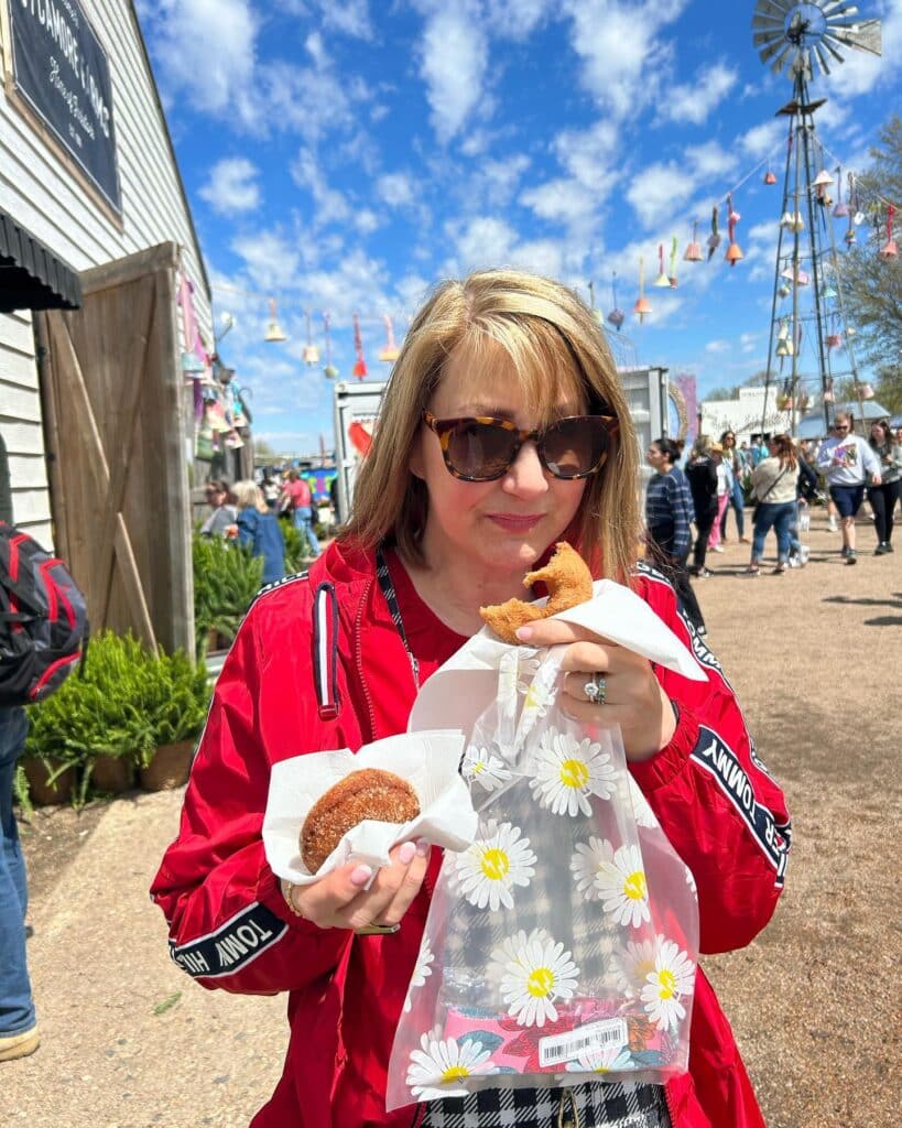 Missy eating a doughnut.