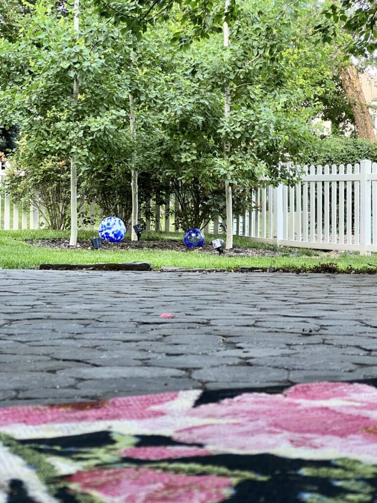 An open cobblestone patio.