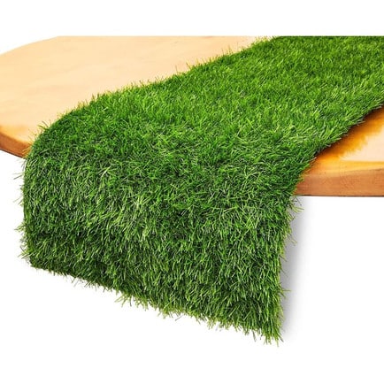 a faux grass table runner from Target.