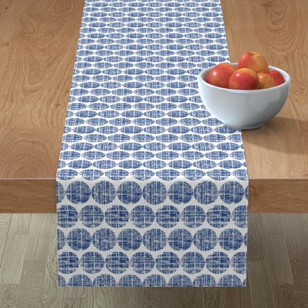 A Blue polka dot table runner from Walmart.