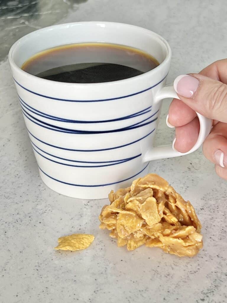 A cup of coffee to go with cereal cookie recipes.