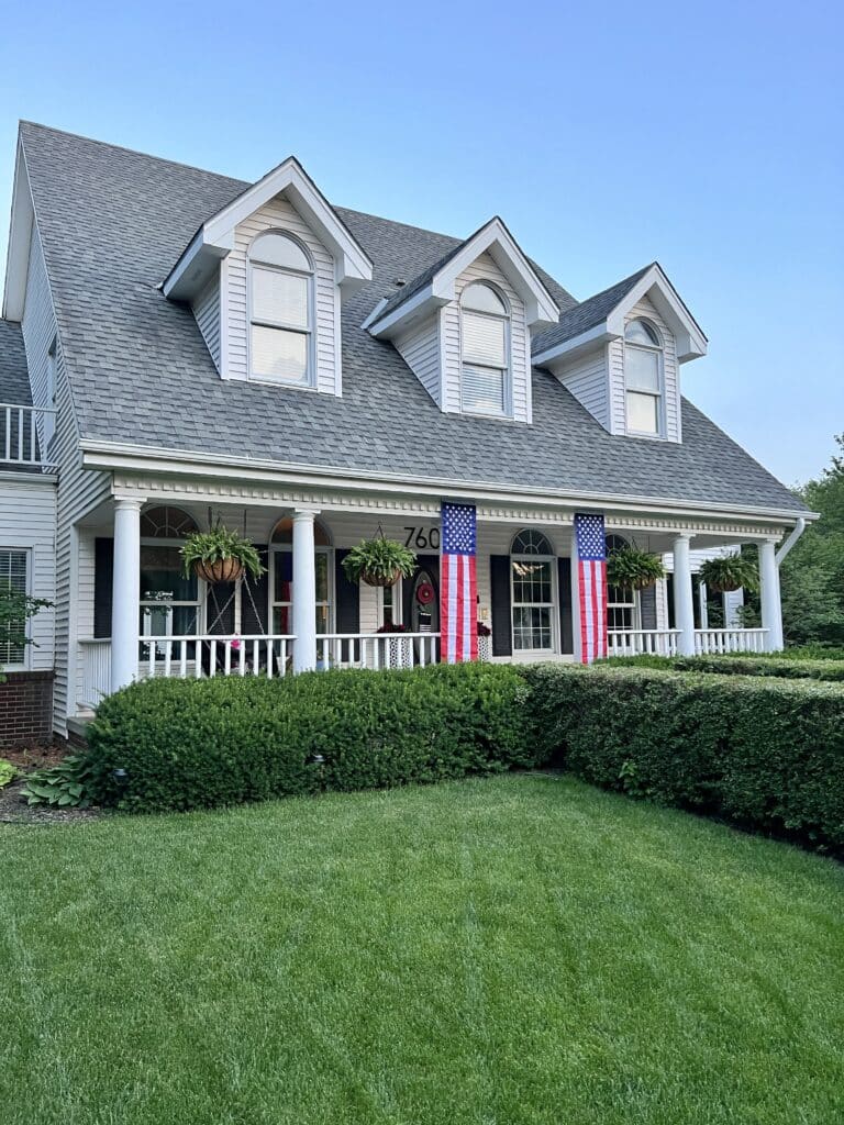 The covered front porch of our home is a good place for summer plants.